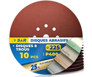 S&R Disques de Ponçage 225mm 10pcs - Disque Abrasif 225 à Poncer Disque Ponceuse Girafe 225 Grain 400