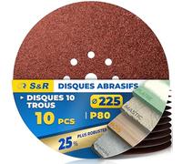 S&R Disques de Ponçage 225mm 10pcs - Disque Abrasif 225 à Poncer Disque Ponceuse Girafe 225 Grain 80