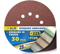 S&R Disques de Ponçage 225mm 30pcs - Disque Abrasif 225 à Poncer Disque Ponceuse Girafe 225 Grain 120
