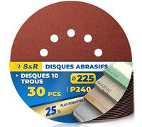 S&R Disques de Ponçage 225mm 30pcs - Disque Abrasif 225 à Poncer Disque Ponceuse Girafe 225 Grain 240