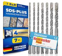 S&R Forets à Béton SDS 4 PLUS Z-ECO. Coffret de 7 Forets Professionnels 4 taillants Made in Germany : 5/6/8/10 mm x 10 e 16 cm