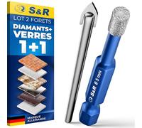 S&R Forets Diamant 5mm - Lot de 2: 1 Foret Diamant + 1 Foret en Carbure Verre pour Céramique Grés Marbre Carrelage Céramique Verre Granit