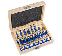 S&R Fraises defonceuse 8mm. Coffret de 15 fraises à rainurer bois en carbure de tungstène. Mèches à bois professionnelles. Tige forets en acier forgé.