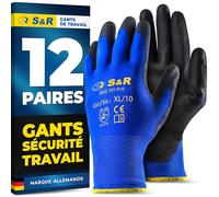 S&R Gants de Travail 12 PAIRES Homme Femme Légers et Résistants Taille XL/10 Gants pour Bricolage et Jardinage Peinture Montage Emballage Jardinage