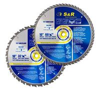 S&R Lame de Scie Circulaire TCT 255 x 15,88 mm. Jeu de 2 Lames à 32 et 60 dents type ATB. Disques de coupe bois meuleuse 255