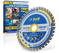 S&R Lame Scie Circulaire 150 x 20 mm 40 dents FWF - Disque Tronçonnage pour Métal Aluminium Acier de Construction Bois Lame compatible Scie Circulaire Table Bosch Makita Einhell Ryobi