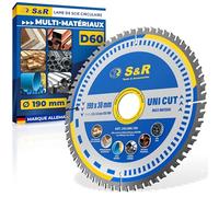 S&R Lame Scie Circulaire 190 x 30 mm 60 dents FWF - Disque Tronçonnage pour Métal Aluminium Acier de Construction Bois Lame compatible Scie Circulaire Table Bosch Makita Einhell Ryobi
