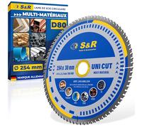 S&R Lame Scie Circulaire 254 x 30 mm 80 dents FWF - Disque Tronçonnage pour Métal Aluminium Acier de Construction Bois Lame compatible Scie Circulaire Table Bosch Makita Einhell Ryobi