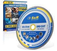 S&R Lame Scie Circulaire 305 x 30 mm 100 dents FWF - Disque Tronçonnage pour Métal Aluminium Acier de Construction Bois Lame compatible Scie Circulaire Table Bosch Makita Einhell Ryobi