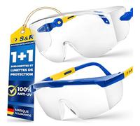 S&R Lunettes et Surlunette de Protection Sécurité Travail (2 PAIRES). Verres en Polycarbonate Anti-UV et Anti-Rayures. Très légères