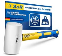 S&R Marteau Caoutchouc Blanc 45mm-230 Gr. Maillet en Caoutchouc sans rebonds professionnel manche en fibre de verre antidérapant. Marteau Carreleur pour Pavés, Carrelage, Camping. Certifié GS