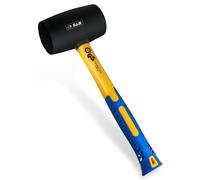 S&R Marteau Caoutchouc Professionnel 450 g - Maillet Caoutchouc Anti Rebond Noir Ø55 mm. Marteau Camping, Outil Carreleur Paves Sol Parquet. Manche Fibre de Verre, Certifié GS