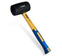 S&R Marteau Caoutchouc Professionnel 560 g - Maillet Caoutchouc Anti Rebond Noir Ø60 mm. Marteau Camping, Outil Carreleur Paves Sol Parquet. Manche Fibre de Verre, Certifié GS