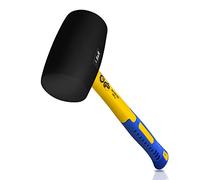 S&R Marteau Caoutchouc Professionnel 680 g - Maillet Caoutchouc Anti Rebond Noir Ø65 mm. Marteau Camping, Outil Carreleur Paves Sol Parquet. Manche Fibre de Verre, Certifié GS