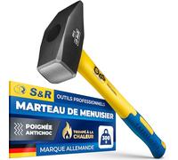 S&R Marteau de Menuisier Serrurier Mécanicien 300 Gr. Marteau type allemand Acier forgé et manche en Fibre de Verre anti-vibrations