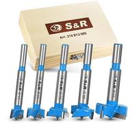 S&R Mèche Forstner pour bois, Coffret Foret Forstner. Kit Forets Forestières 15mm 20mm 25mm 30mm 35mm. Fraises à Bois Forstner Perçage Bois dur et tendre Placo. Tige Ronde