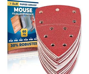 S&R Papier Abrasif pour Ponceuse Triangulaire Multifonction Delta, Papier poncer Bois Triangle Abrasif Poncage 105 Grain P40/60/80/120/180/240 Papier Ponceuse Bosch Parkside Makita Dewalt Black+Decker