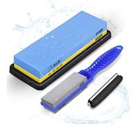 S&R Pierre à Aiguiser Couteaux 1000/6000 + Pierre Affuter Grain 120/240 + Guide d'angle. 100% Coridon. Pour Couteaux, Ciseaux, Burins, Sécateurs, Haches. Set Professionnel