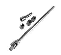 S&R Poignée Articulée pour Douille/Clés à douille 3/4" avec + 3 douilles 17", 19",21", Manche 600mm Ø 22 mm, Incassable, Mat, QUALITÉ INDUSTRIELLE.