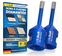 S&R Sci Cloche Diamant 8mm Foret Diamant Carrelage Meuleuse M14 - Trépan pour carrelage 6 mm. Lot 2 Scie à Cloche Carrelage Céramique, Grès cérame, Granit, Porcelaine, Marbre