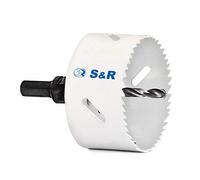 S&R Scie à cloche Trépan HSS Cobalt Bimétal avec adaptateur hexagonal et foret de centrage. Pour bois, acier, métal, fonte, plastique, placoplâtre. MADE IN GERMANY (60 mm)