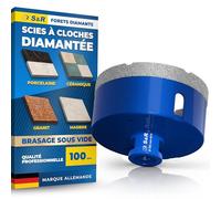 S&R Scie Cloche Carrelage Diamant 100mm M14 - Trépan Diamant Carrelage Meuleuse d’Angle brasé Sous Vide- Foret Diamant Carrelage Mèche pour Grès Cérame, Porcelaine, Granit, Marbre Verre