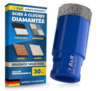 S&R Scie Cloche Carrelage Diamant 30mm M14 - Trépan Diamant Carrelage Meuleuse d’Angle brasé Sous Vide- Foret Diamant Carrelage Mèche pour Grès Cérame, Porcelaine, Granit, Marbre Verre