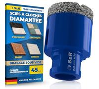 S&R Scie Cloche Carrelage Diamant 45mm M14 - Trépan Diamant Carrelage Meuleuse d’Angle brasé Sous Vide- Foret Diamant Carrelage Mèche pour Grès Cérame, Porcelaine, Granit, Marbre Verre