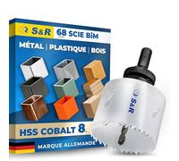 S&R Scie Cloche metal 68mm Trépan en Acier HSS M42 avec 8% Cobalt. Scie a cloche Bois Plastique MDF - Profondeur de Coupe 48 mm