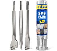 S&R Set 3 Burins SDS-Plus x Carrelage et Béton. Burin Large Plat Pointu