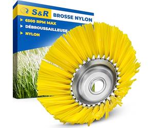 S&R Tête Brosse débroussailleuse Universelle. Brosse Désherbage Gazon mauvaises herbes en nylon 200 x 25,4 mm Jaune