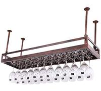 S Rétro Porte-vin mural étagère en fer métallique dans bar Loft plafond suspendu à vin verre à champagne verres à vin porte-bouteille (couleur : 60 x 35 cm)