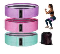 S.ROMZA Elastique Musculation Lot de 3 Niveaux de Force Bande de Résistance Bandes de Résistance en Tissu Tricoté-pour Musculation，Fitness，Yoga，Pilates Et Autres Sports (Vert，Rose，Violet)