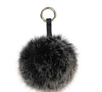 S.ROMZA pom pom porte-clés Poils de Le renard porte-clés pour femmes sac à main de voiture charmes Bijou de Sac ou Porte clé en Poils, qualité supérieure Garantie (Noir01)