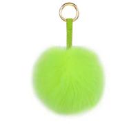 S.ROMZA Porte-clés à pompons en fausse fourrure artificielle - Porte-clés moelleux en peluche pour sac à main, sac à dos, portefeuille, pendentif pour femme (Vert fluorescent)