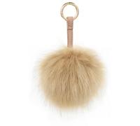 S.ROMZA Porte-clés à pompons en fausse fourrure artificielle - Porte-clés moelleux en peluche pour sac à main, sac à dos, portefeuille, pendentif pour femme (Kaki)