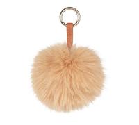 S.ROMZA Porte-clés à pompons en fausse fourrure artificielle - Porte-clés moelleux en peluche pour sac à main, sac à dos, portefeuille, pendentif pour femme (khaki clair)