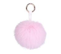 S.ROMZA Porte-clés à pompons en fausse fourrure artificielle - Porte-clés moelleux en peluche pour sac à main, sac à dos, portefeuille, pendentif pour femme (Rose lotus)