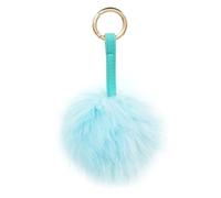 S.ROMZA Porte-clés à pompons en fausse fourrure artificielle - Porte-clés moelleux en peluche pour sac à main, sac à dos, portefeuille, pendentif pour femme (Bleu)