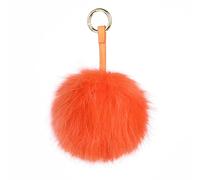S.ROMZA Porte-clés à pompons en fausse fourrure artificielle - Porte-clés moelleux en peluche pour sac à main, sac à dos, portefeuille, pendentif pour femme (orange)