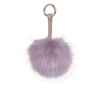 S.ROMZA Porte-clés à pompons en fausse fourrure artificielle - Porte-clés moelleux en peluche pour sac à main, sac à dos, portefeuille, pendentif pour femme (Gris)