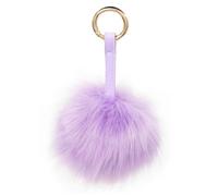 S.ROMZA Porte-clés à pompons en fausse fourrure artificielle - Porte-clés moelleux en peluche pour sac à main, sac à dos, portefeuille, pendentif pour femme (Violet clair)