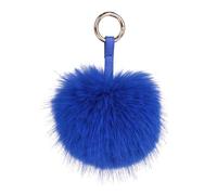 S.ROMZA Porte-clés à pompons en fausse fourrure artificielle - Porte-clés moelleux en peluche pour sac à main, sac à dos, portefeuille, pendentif pour femme (Bleu foncé)