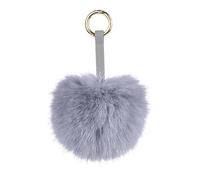 S.ROMZA Porte-clés à pompons en fausse fourrure artificielle - Porte-clés moelleux en peluche pour sac à main, sac à dos, portefeuille, pendentif pour femme (Gris clair)
