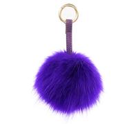 S.ROMZA Porte-clés à pompons en fausse fourrure artificielle - Porte-clés moelleux en peluche pour sac à main, sac à dos, portefeuille, pendentif pour femme (Violet foncé)