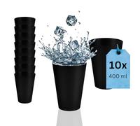 S&S-Shop - Lot de 10 gobelets en plastique - Réutilisables - 0,4 l - Noirs - Pour les fêtes