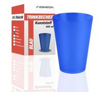 S&S-Shop Lot de 20 gobelets en plastique, réutilisables, 0,4 l., bleus, à usages multiples, pour fêtes