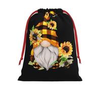 S Sac de Noël avec cordon de serrage - Nain d'abeille jaune imprimé floral sacs de fête de Noël, friandises et cadeaux pour les vacances, les mariages