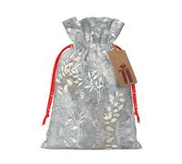 S Sac de Noël avec cordon de serrage pour décoration familiale - Bleu Grace Flora Imprimée Toile de jute pour emballage de friandises