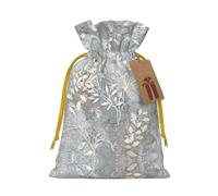 S Sac de Noël avec cordon de serrage pour décoration familiale - Bleu Grace Flora Imprimée Toile de jute pour emballage de friandises